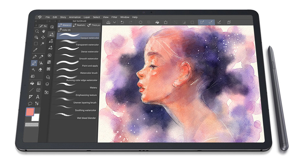 Samsung Galaxy Tab S7+ is the right size for a portable drawing tablet