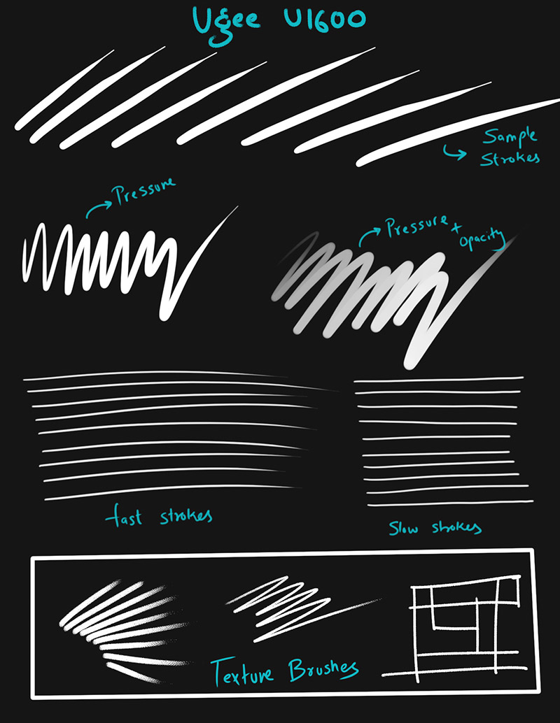 Ugee U1600 brush samples stylus performance