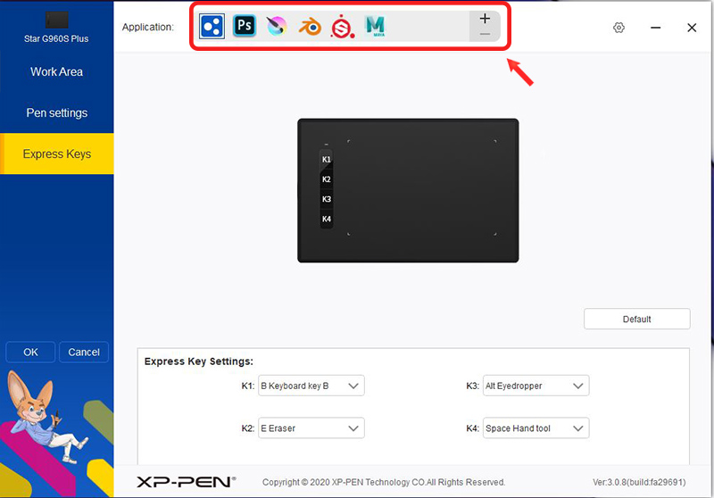 application specific shortcut setting